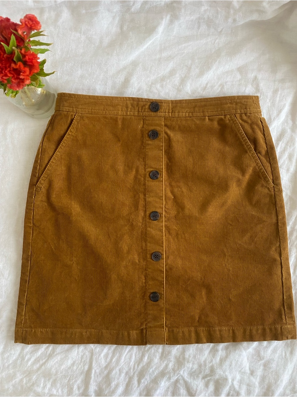 J. Crew Button-Front Corduroy High Waisted  Skirt